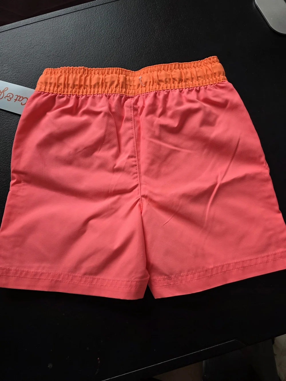 Cat & Jack Bright Pink Swim Trunks with Orange Waistband